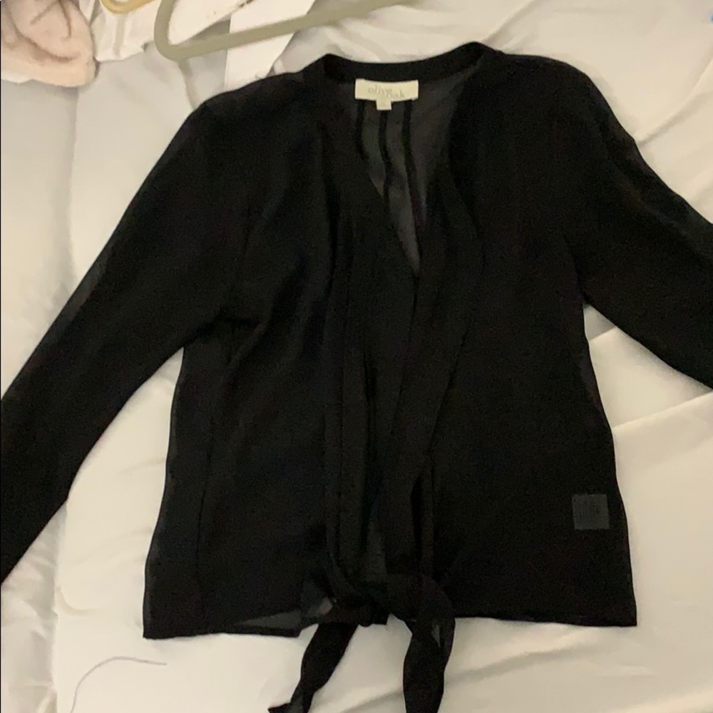 Black sheer button down